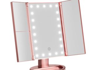 Embellir Tri-fold Makeup Mirror 1X2X3X Magnifying w/ LED Light Travel Portable