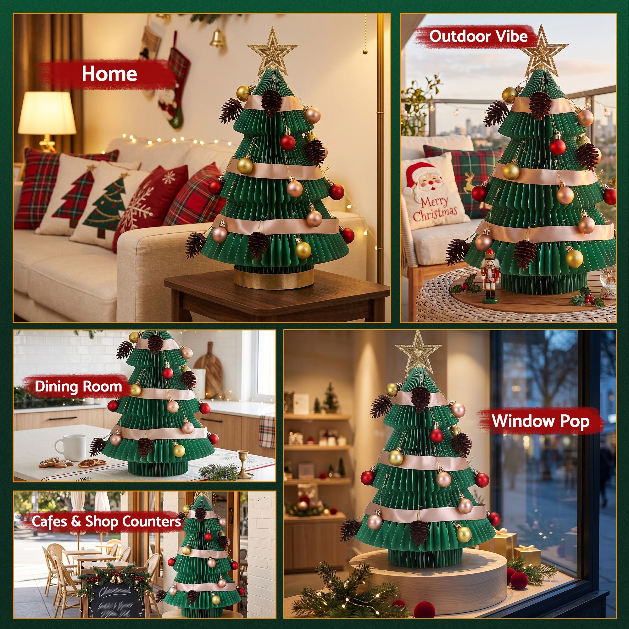 Jingle Jollys Folding Christmas Tree 47CM Xmas Table Decorations Green DIY Kit