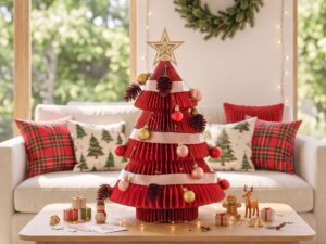 Jingle Jollys Folding Christmas Tree 47CM Xmas Table Decorations Red