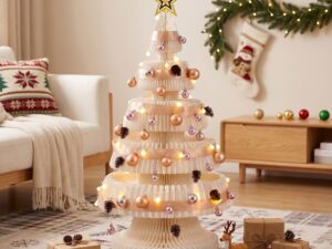 Jingle Jollys Prelit Christmas Tree Decorations 114CM Foldable Quick Setup White