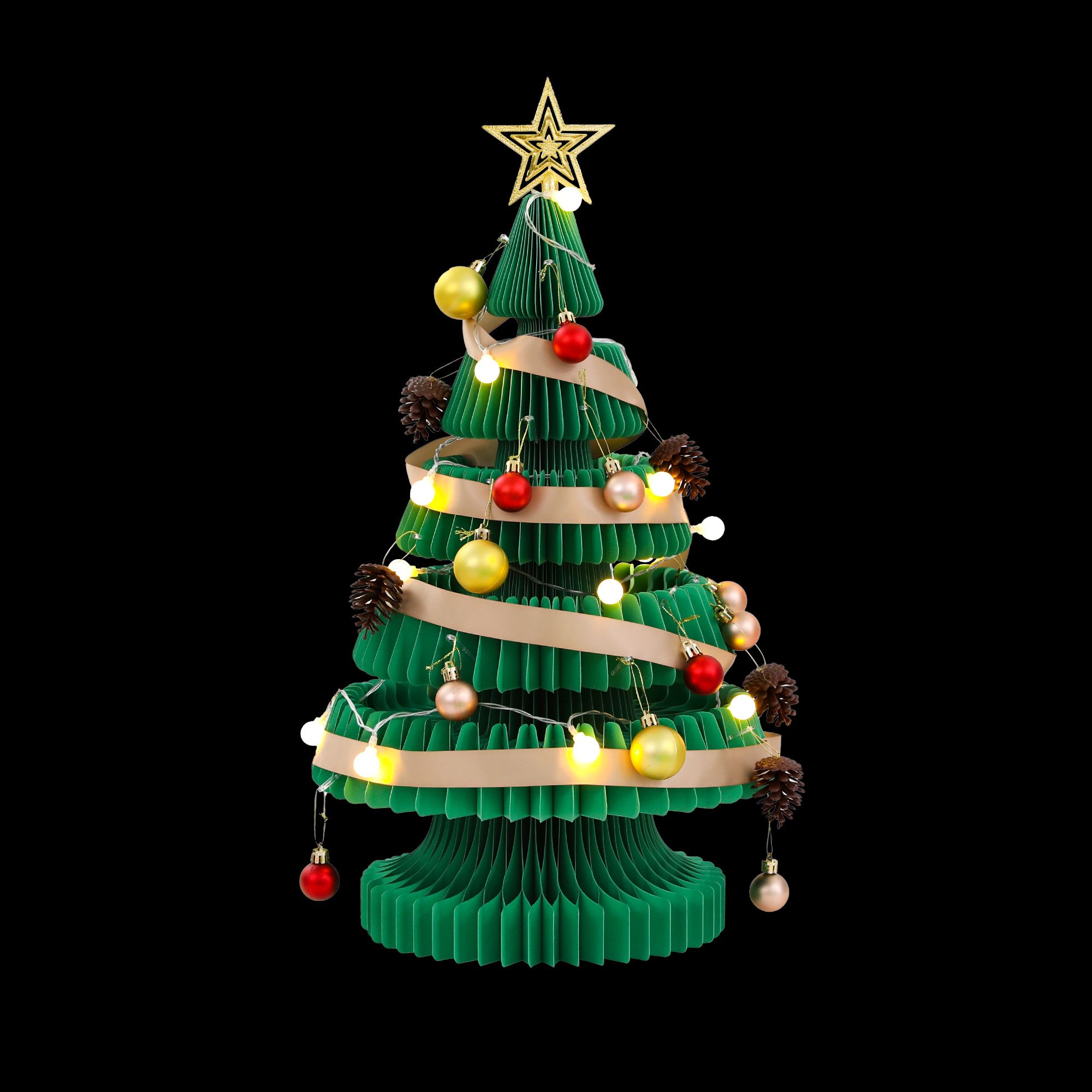 Jingle Jollys 3D Honeycomb Paper Christmas Tree Kit For Home Office Cafe Outdoor