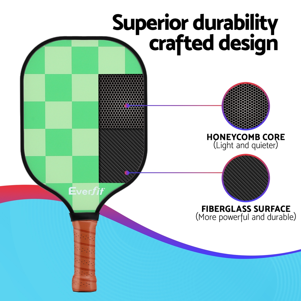 Everfit Pickleball Paddle Set Fiberglass w/ Balls Bag Tournament Kit 2PCS Pickle
