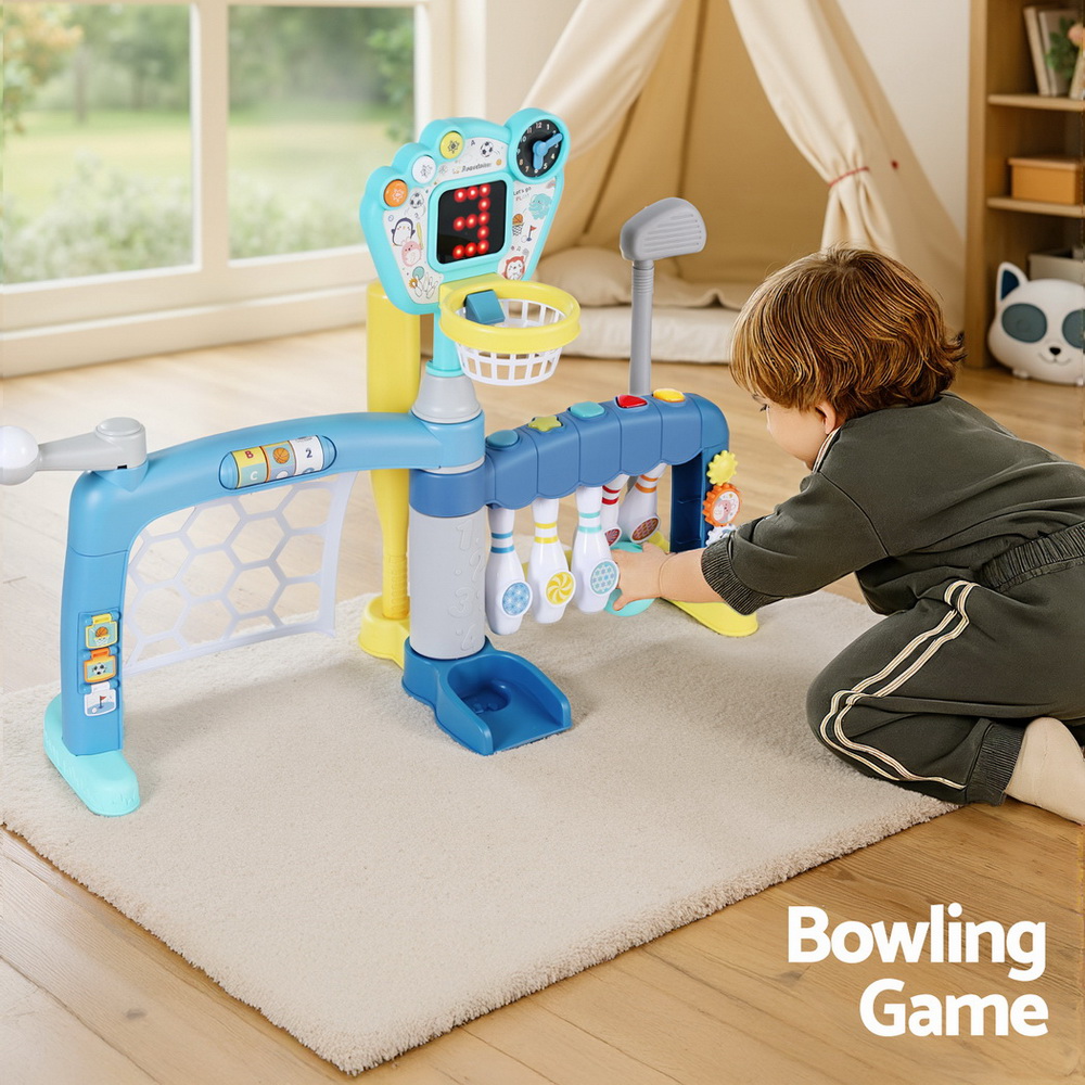 Keezi Kids Basketball Hoop Stand Bowling Baseball Golf Game Sports Toys Set Blue