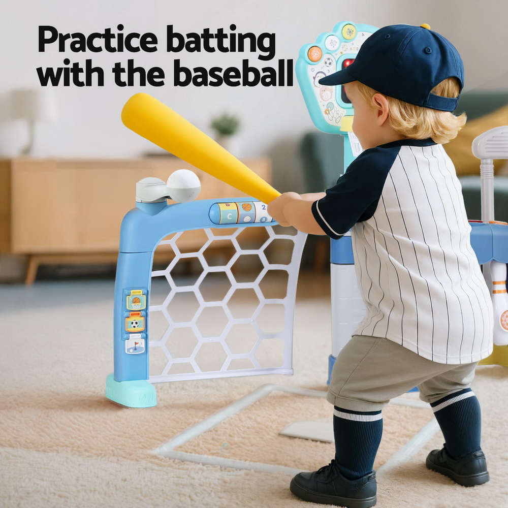 Keezi Kids Basketball Hoop Stand Bowling Baseball Golf Game Sports Toys Set Blue
