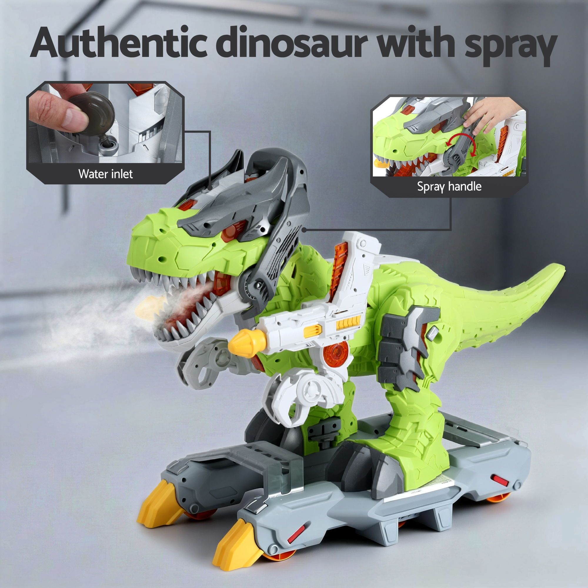 Keezi Kids Dinosaur Ride On Push Car Toy with Spray Function Indoor Outdoor Toys