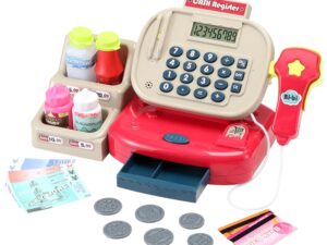 Keezi Kids Cash Register Calculator Pretend Play Shops Money Checkout Toys Set