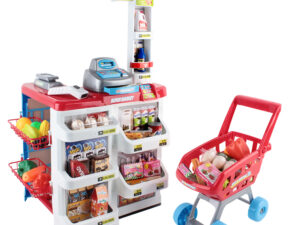 Keezi Kids Pretend Role Play Supermarket 24 Piece Playset Cash Register Trolley