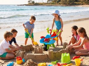 Keezi Kids Sandpit Beach Toys Set Wheelbarrow Shovels Animal Molds Sand Play
