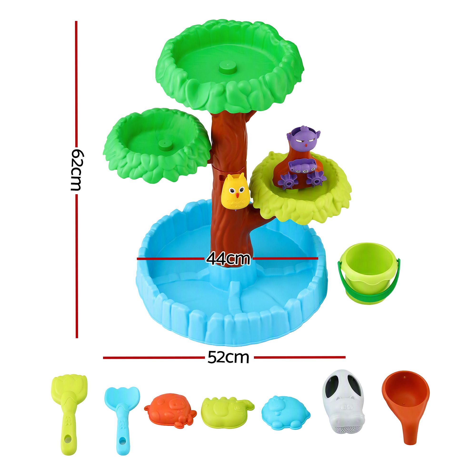Keezi 62cm Tree Water Table Kids Sandpit Toys Set w/ Shovels Molds for Sand Play