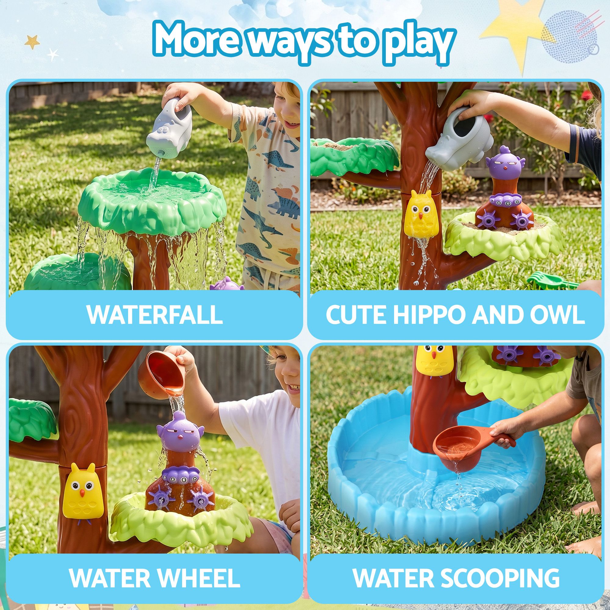Keezi 62cm Tree Water Table Kids Sandpit Toys Set w/ Shovels Molds for Sand Play