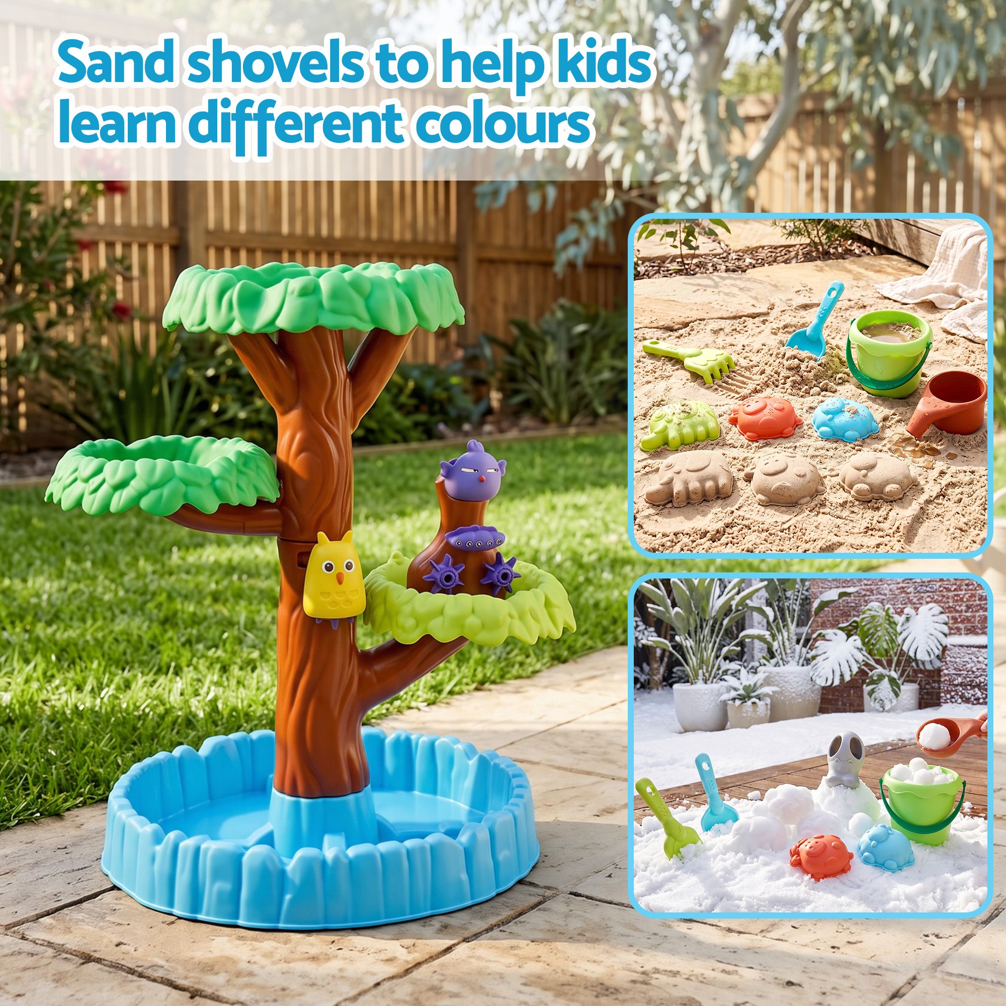 Keezi 62cm Tree Water Table Kids Sandpit Toys Set w/ Shovels Molds for Sand Play
