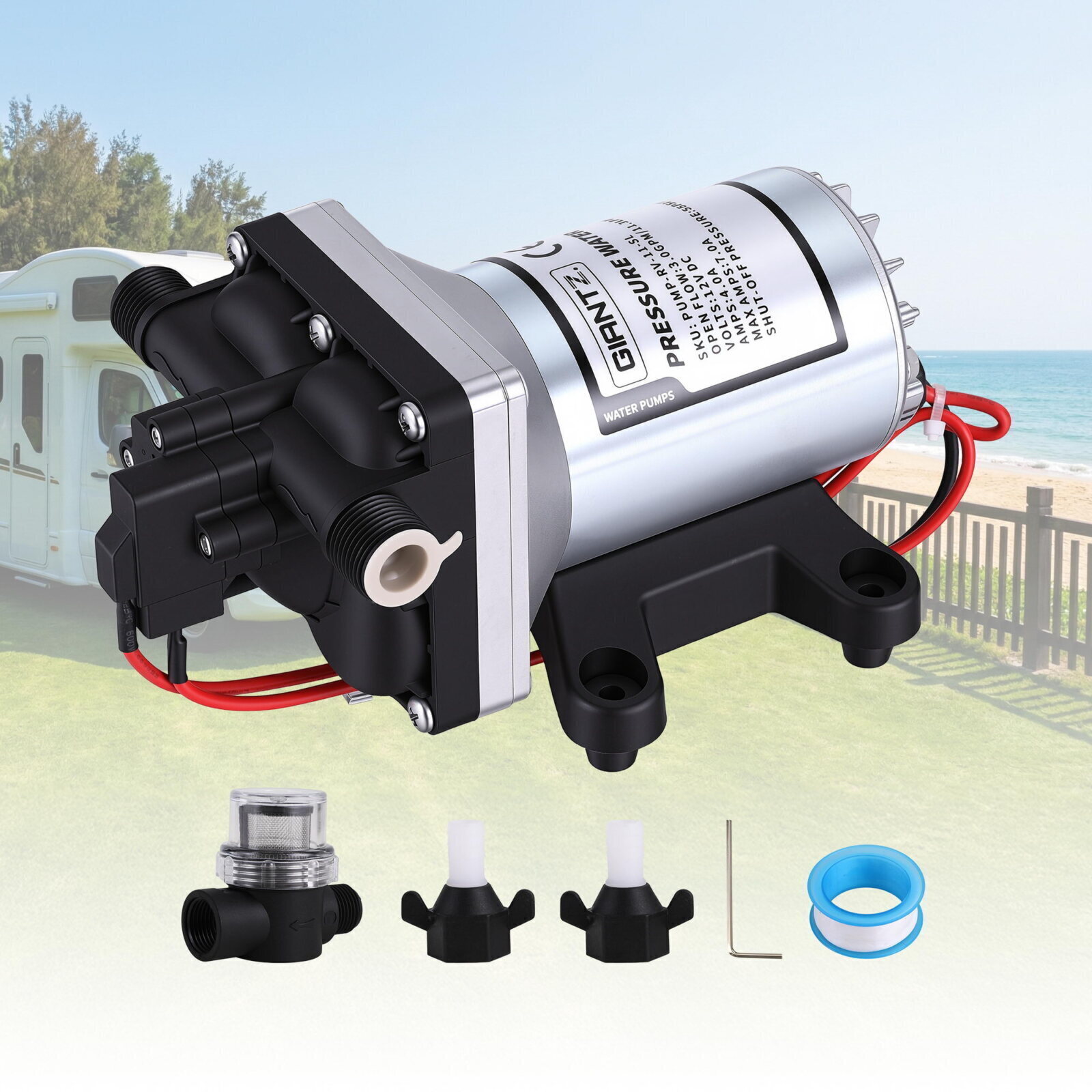 Giantz 12V Water Pump High Pressure Fast Self Priming 11.3L w/ Auto Switch for