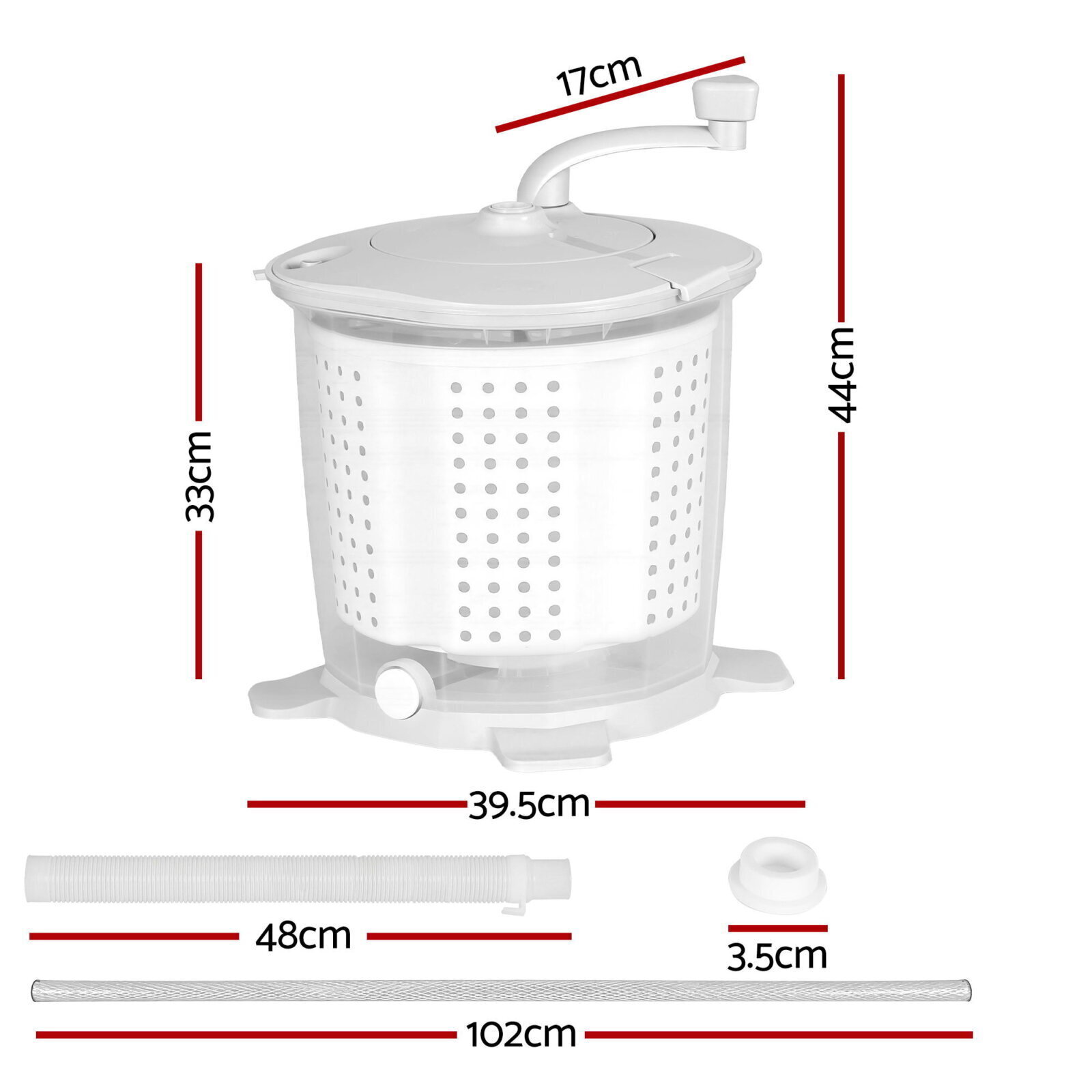 Devanti Portable Washing Machine Manual Spin Dryer Compact for Camping Caravan