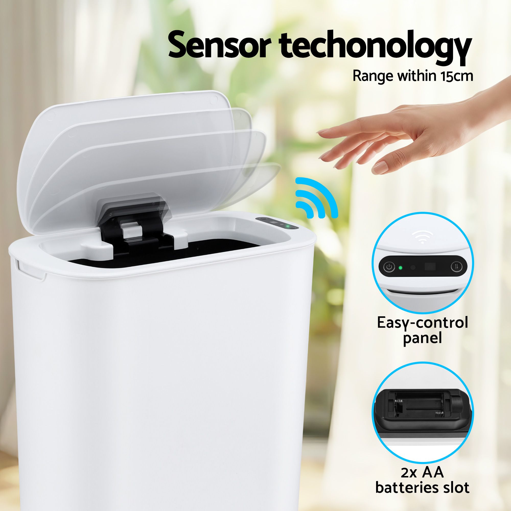 Devanti Automatic Trash Bin w/ Lid 21L Motion Sensor Kitchen Bin Touchless