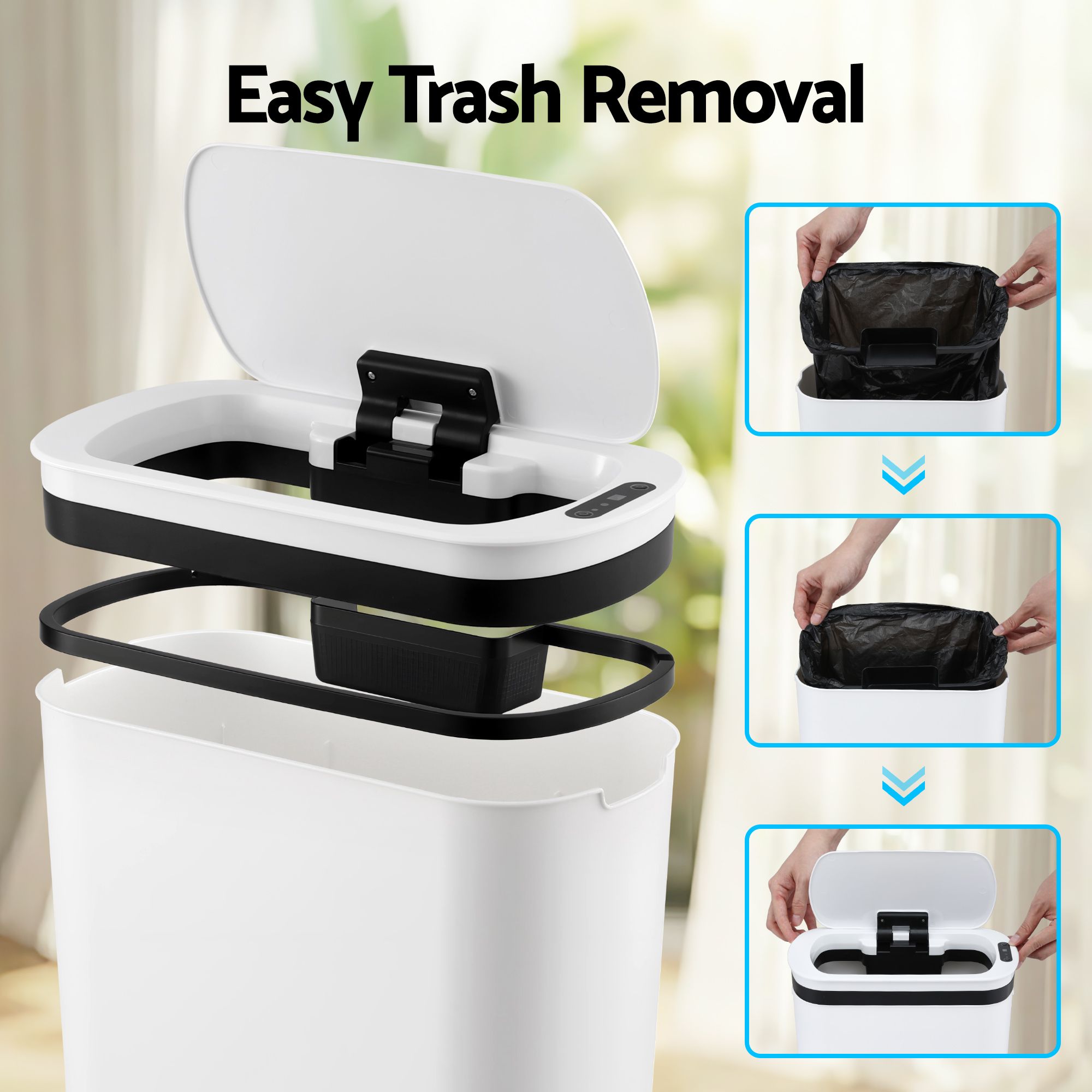 Devanti Automatic Trash Bin w/ Lid 21L Motion Sensor Kitchen Bin Touchless