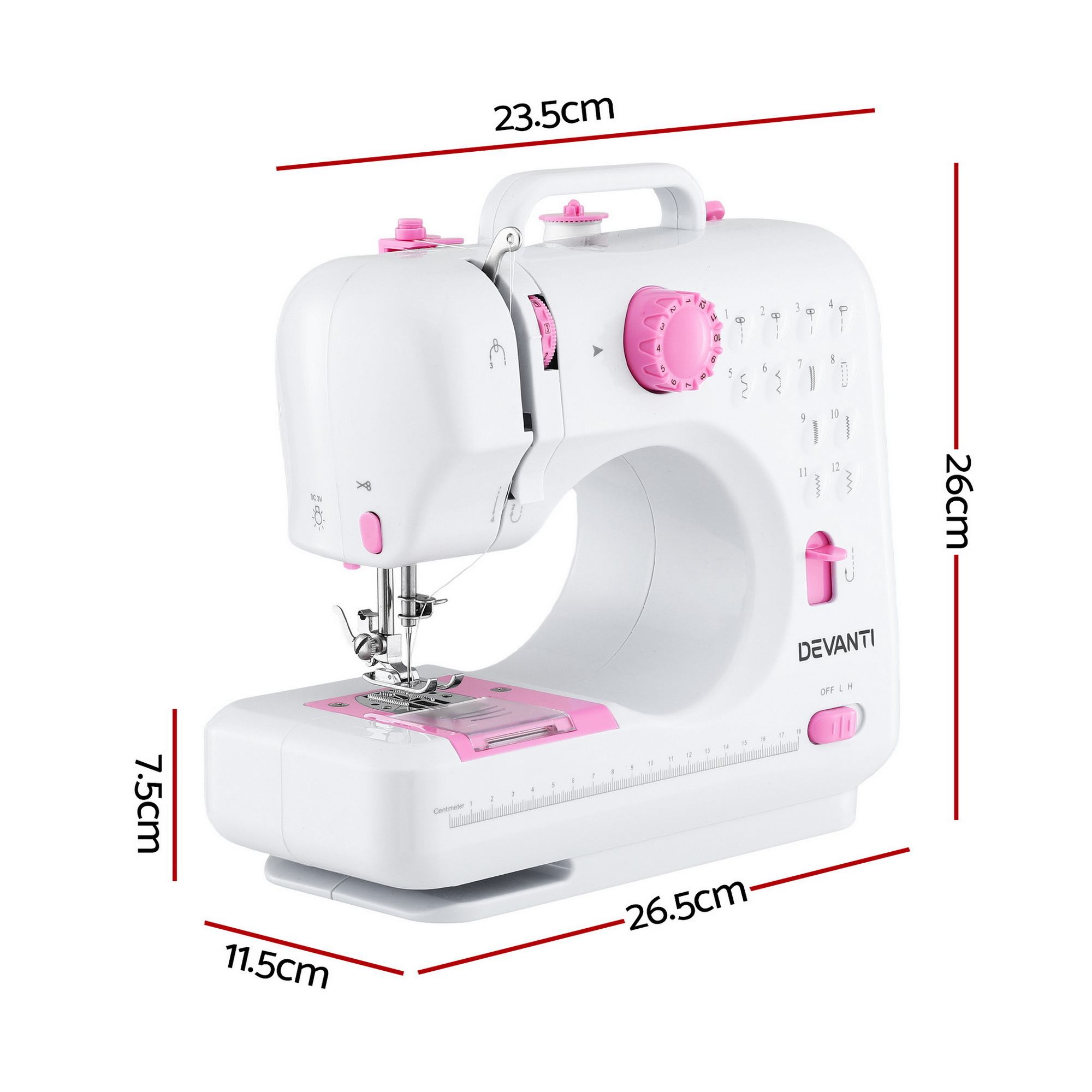 Devanti 12 Stitches Mini Sewing Machine for Beginners Portable Sewing Machine