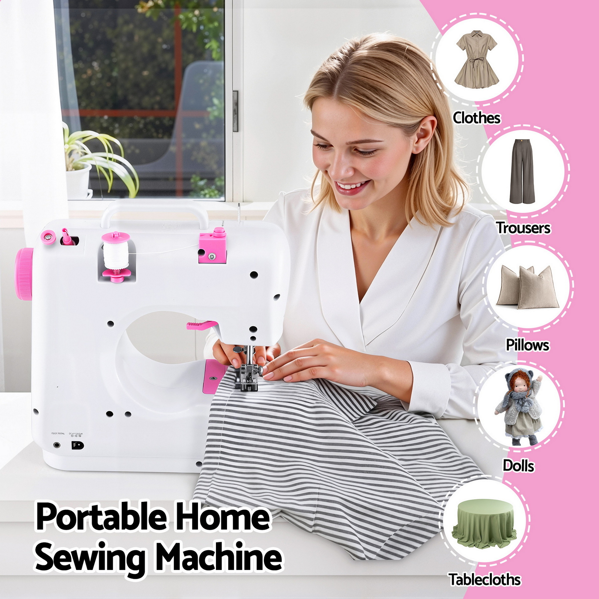 Devanti 12 Stitches Mini Sewing Machine for Beginners Portable Sewing Machine