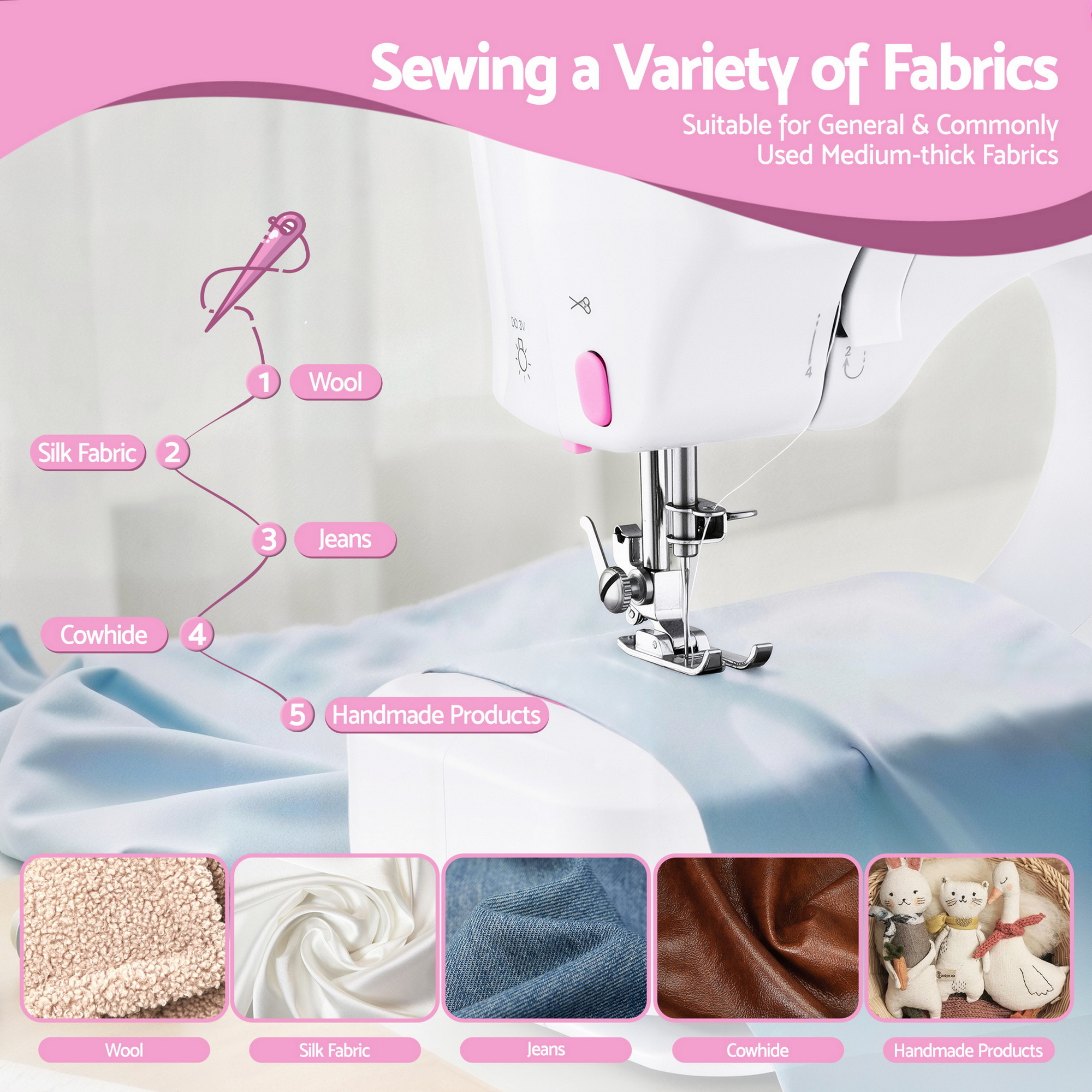 Devanti 12 Stitches Mini Sewing Machine for Beginners Portable Sewing Machine