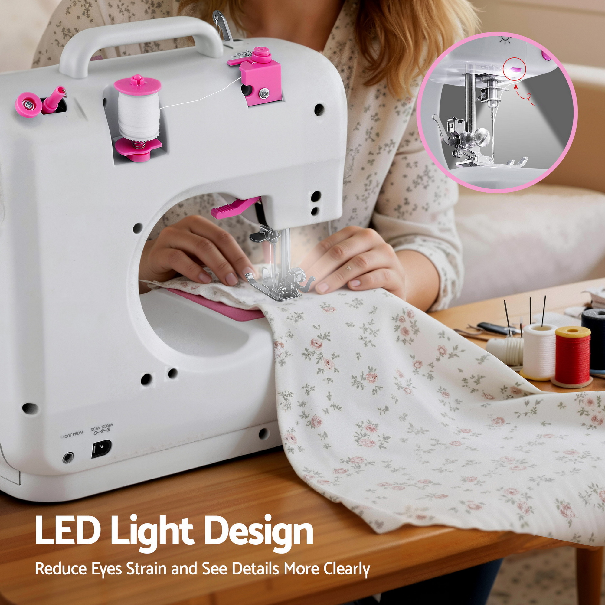 Devanti 12 Stitches Mini Sewing Machine for Beginners Portable Sewing Machine