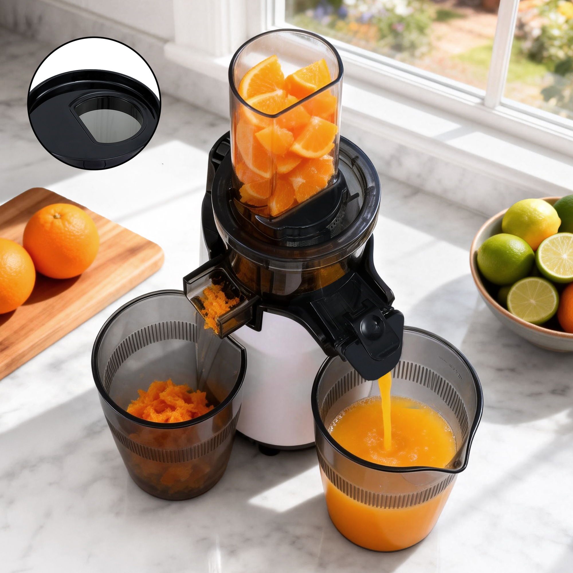 Devanti Slow Juicer Cold Press Fruit Juice Extractor 130W White