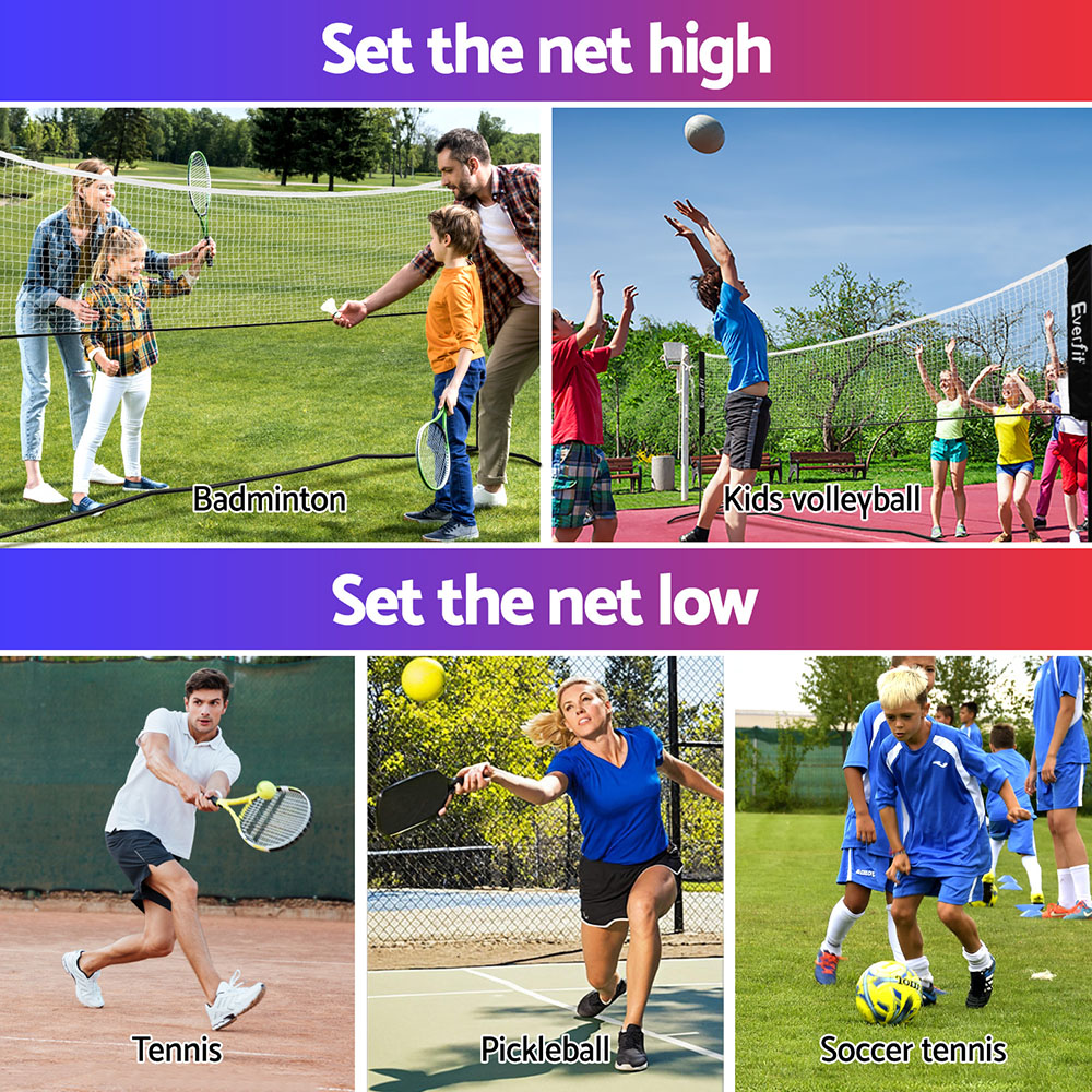 Everfit 3.6M Badminton Tennis Net Portable Volleyball Kit Adjustable Height