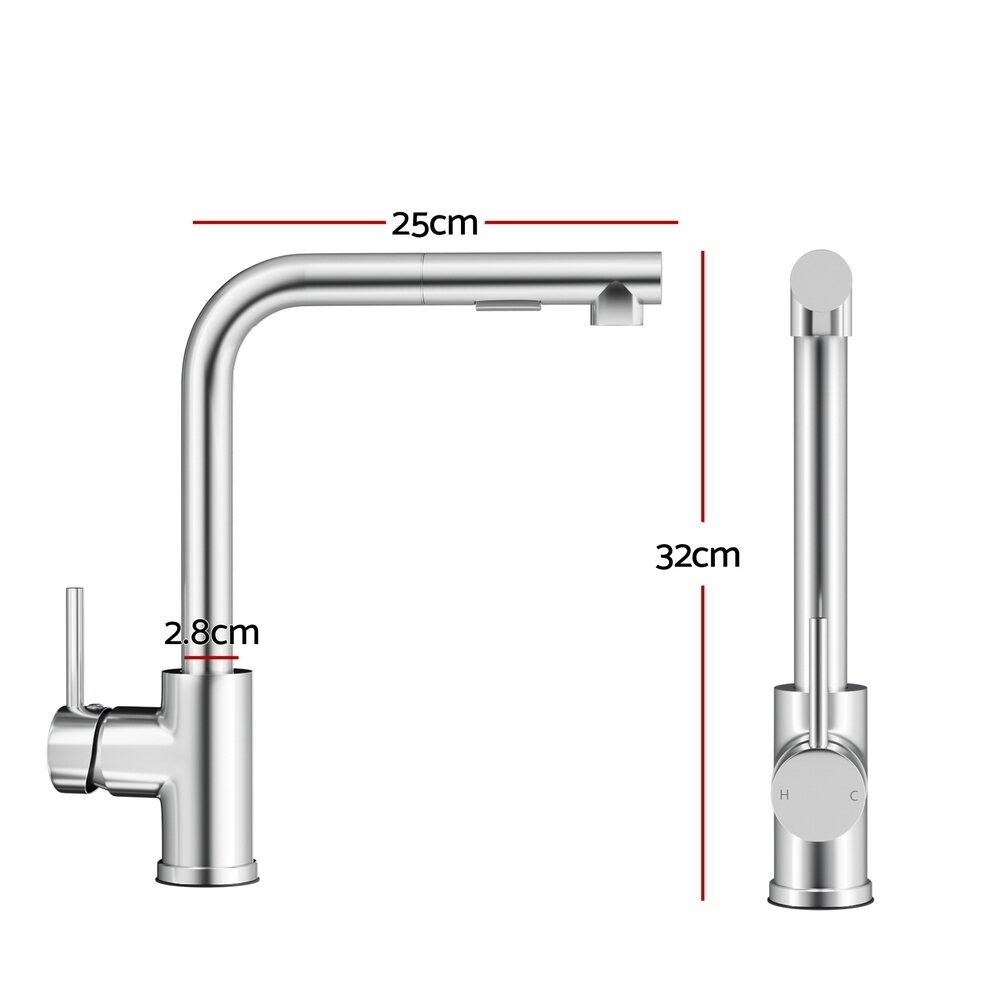Cefito Kitchen Mixer Tap Pull Out Rectangle 2 Mode Sink Basin Faucet Swivel WELS