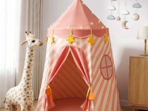 Keezi Kids Play Tent with Star Lights and Window Carry Bag 116cmx153cm Playhouse
