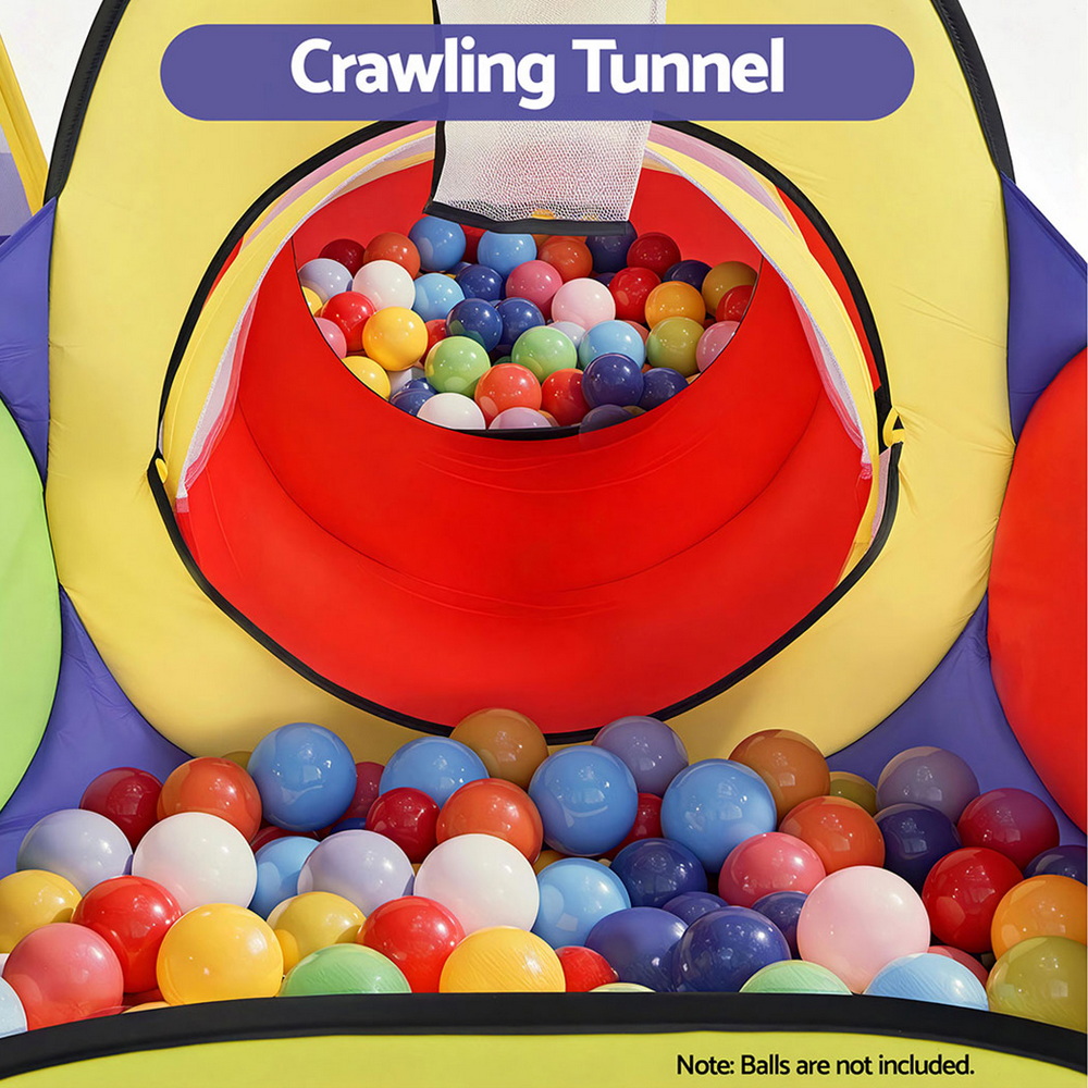 Keezi Kids Play Tent Pop Up Teepee Playhouse Ball Pit Crawl Tunnel Basketball