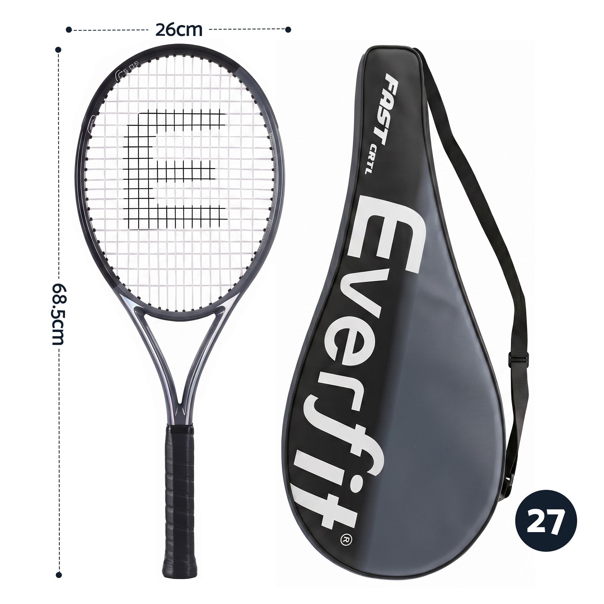 Everfit 27 Inch Tennis Racket Lightweight Racquet for Beginner Adult Players