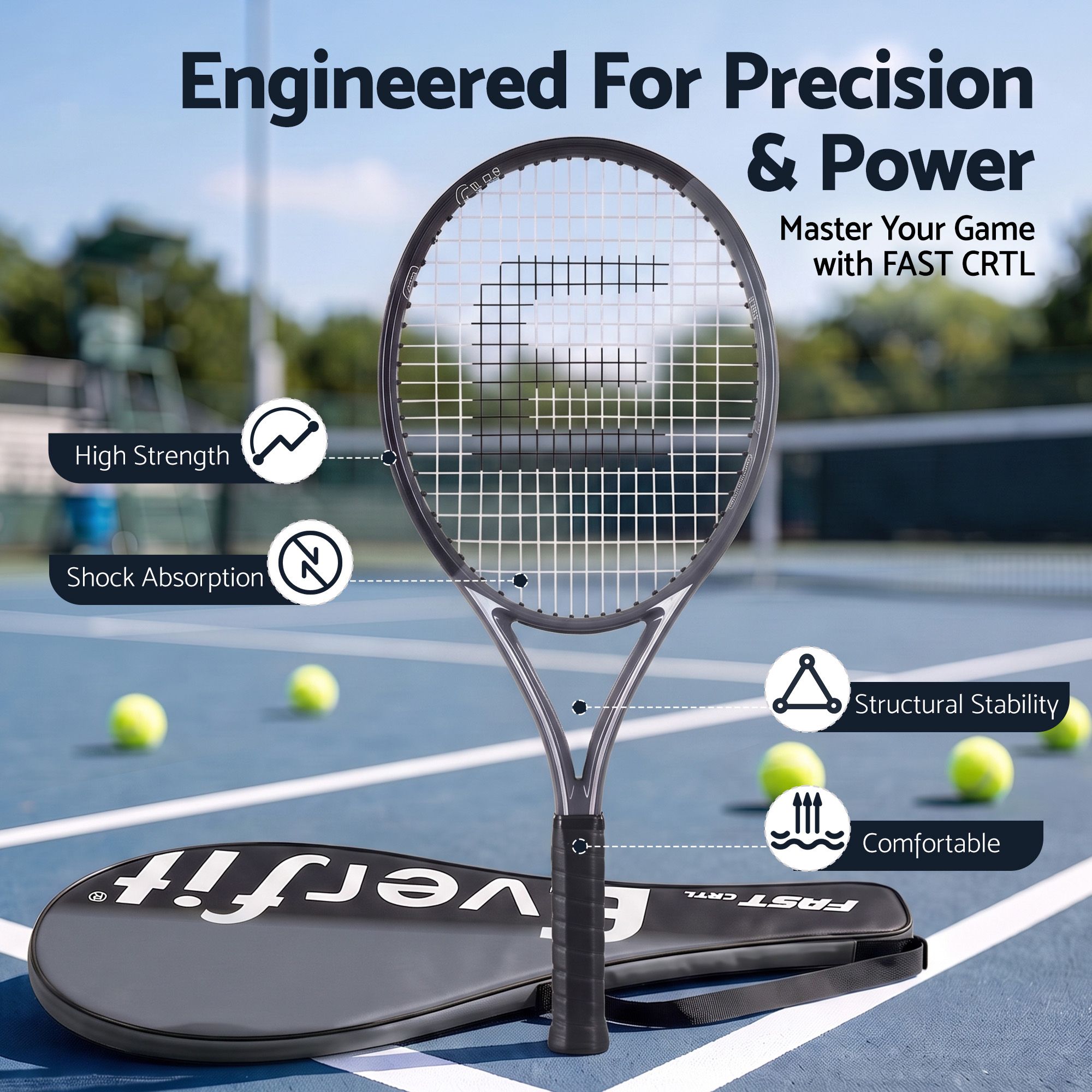 Everfit 27 Inch Tennis Racket Lightweight Racquet for Beginner Adult Players