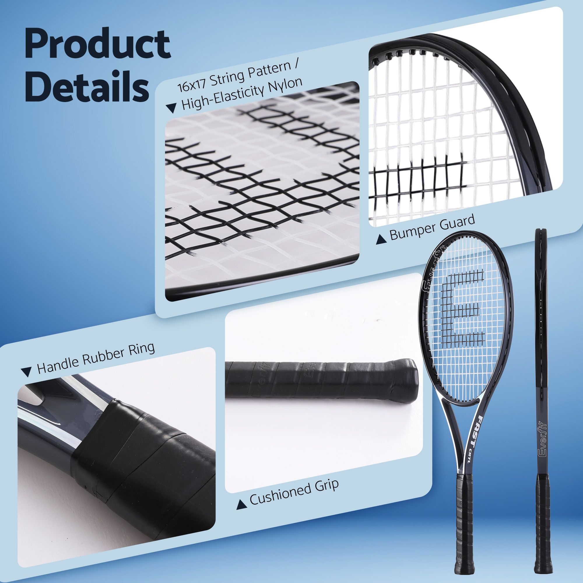 Everfit 27 Inch Tennis Racket Lightweight Racquet for Beginner Adult Players