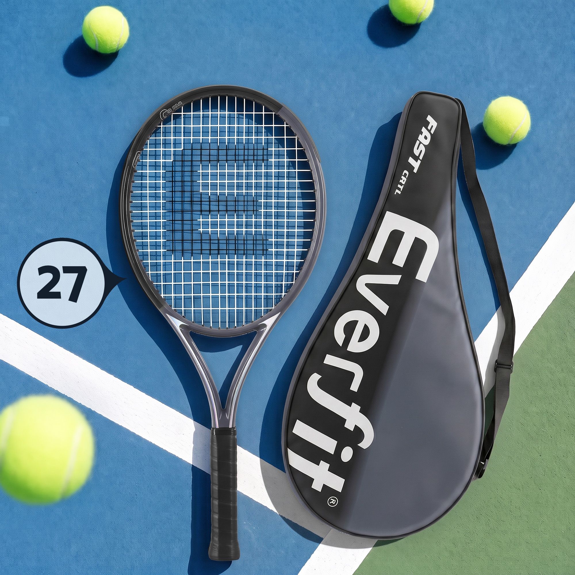 Everfit 27 Inch Tennis Racket Lightweight Racquet for Beginner Adult Players