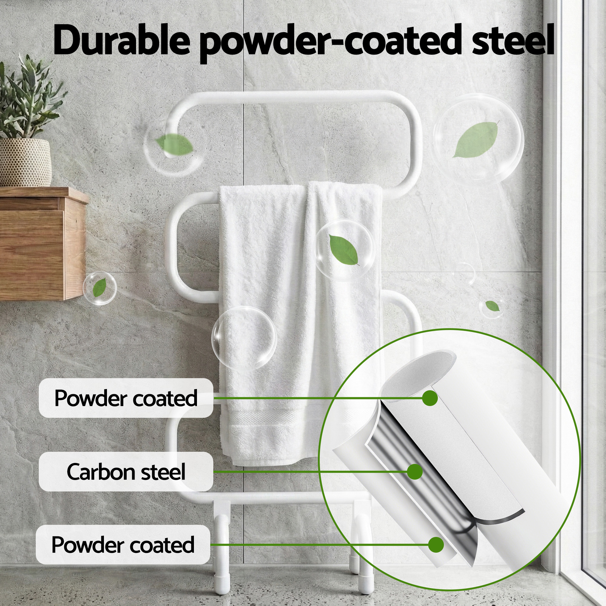 Devanti Heated Towel Rail Freestanding Wall Mounted S-Shape Electric Warmer Rack