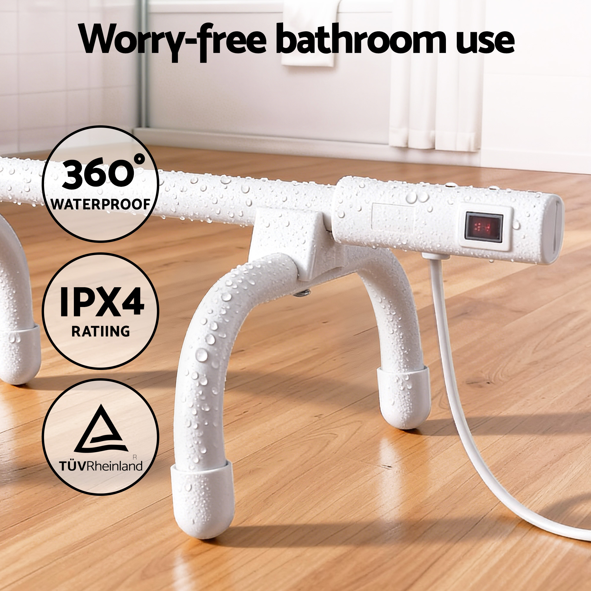 Devanti Heated Towel Rail Freestanding Wall Mounted S-Shape Electric Warmer Rack