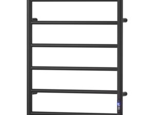 Devanti Heated Towel Rail 6 Round Bars with Timer Electric Heater Warmer Rack