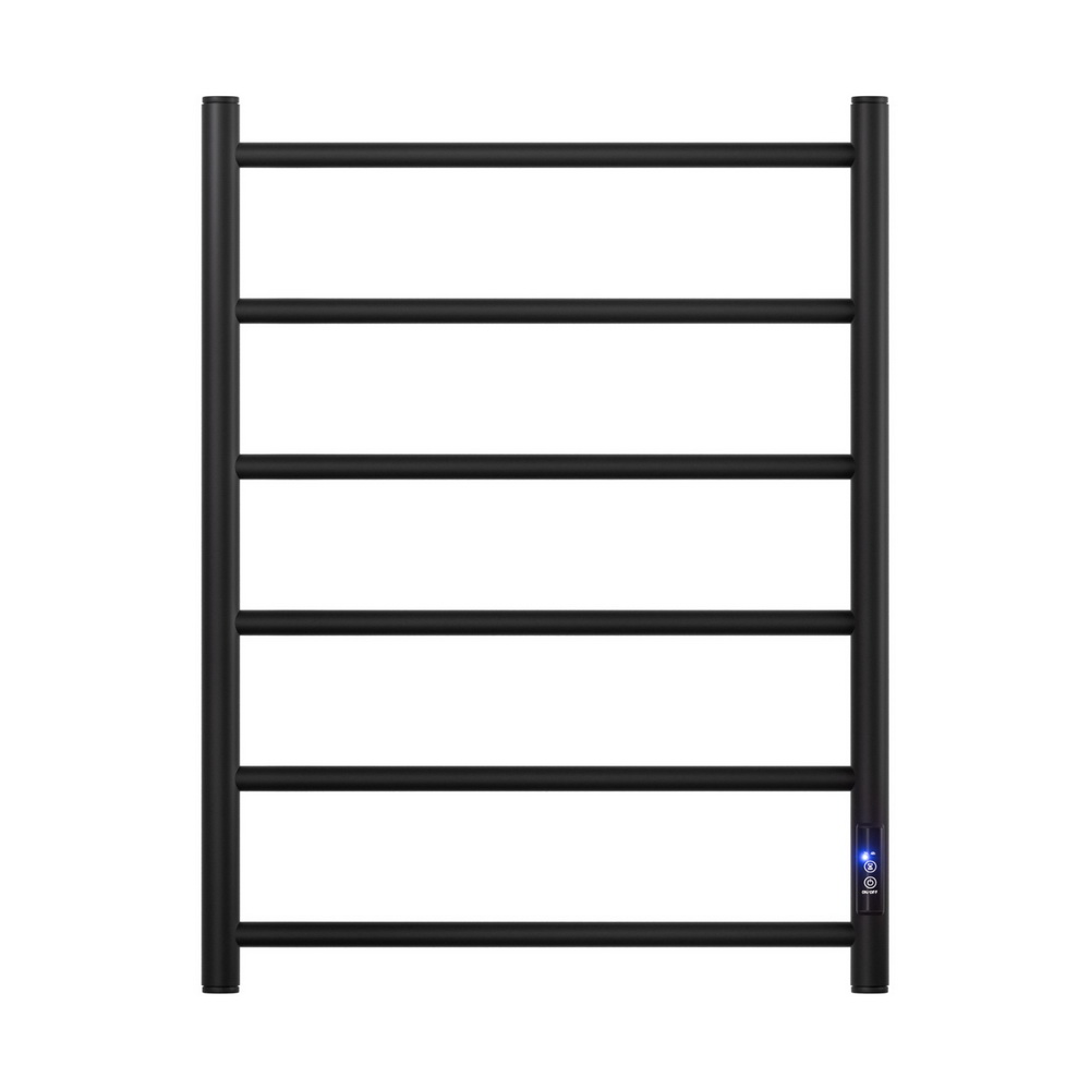 Devanti Heated Towel Rail 6 Round Bars with Timer Electric Heater Warmer Rack