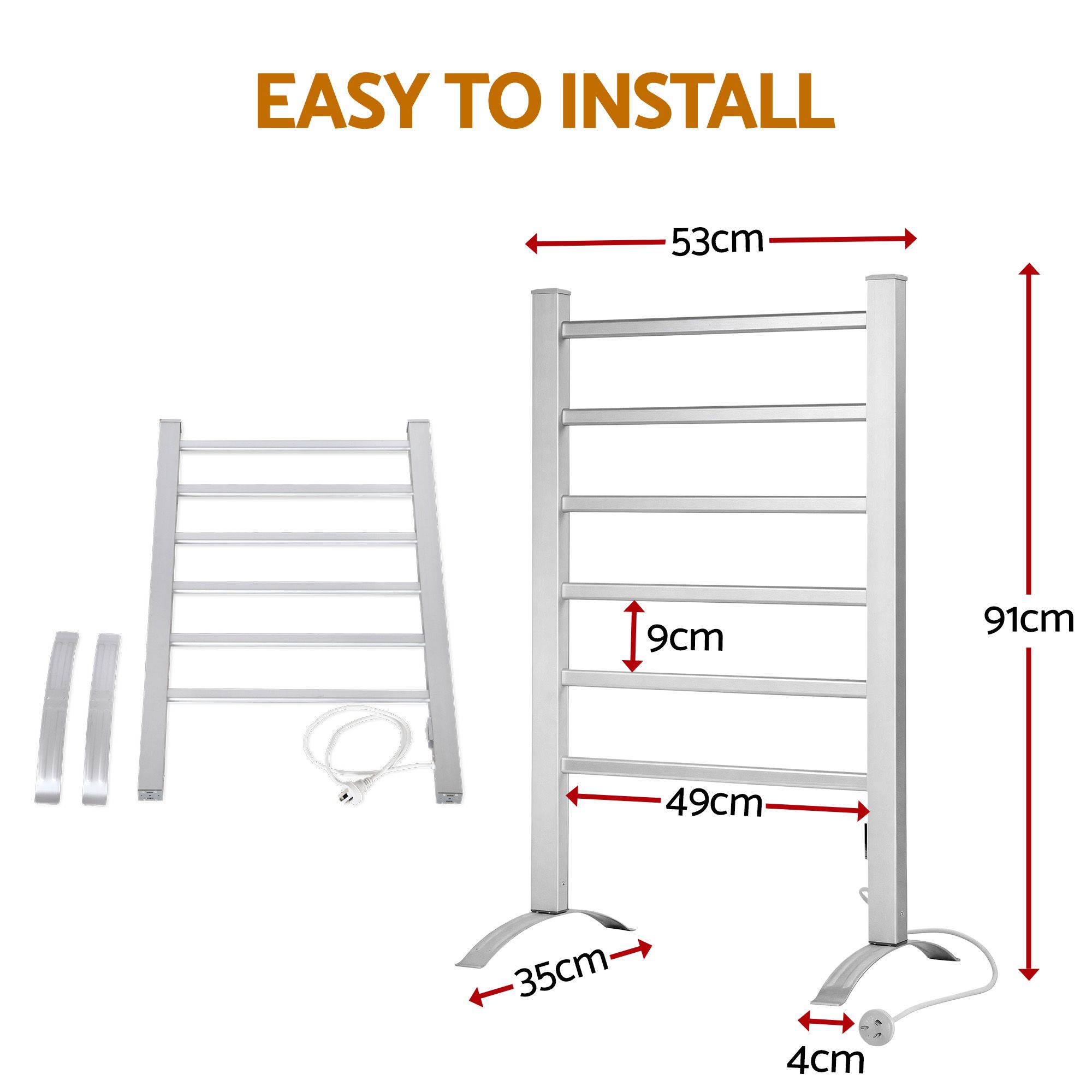 Devanti Electric Heated Towel Rail Rack 6 Bars with Timer Clothes Dry Warmer