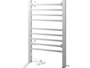 Devanti Electric Heated Towel Rail Rack 10 Bars Freestanding Clothes Dry Warmer