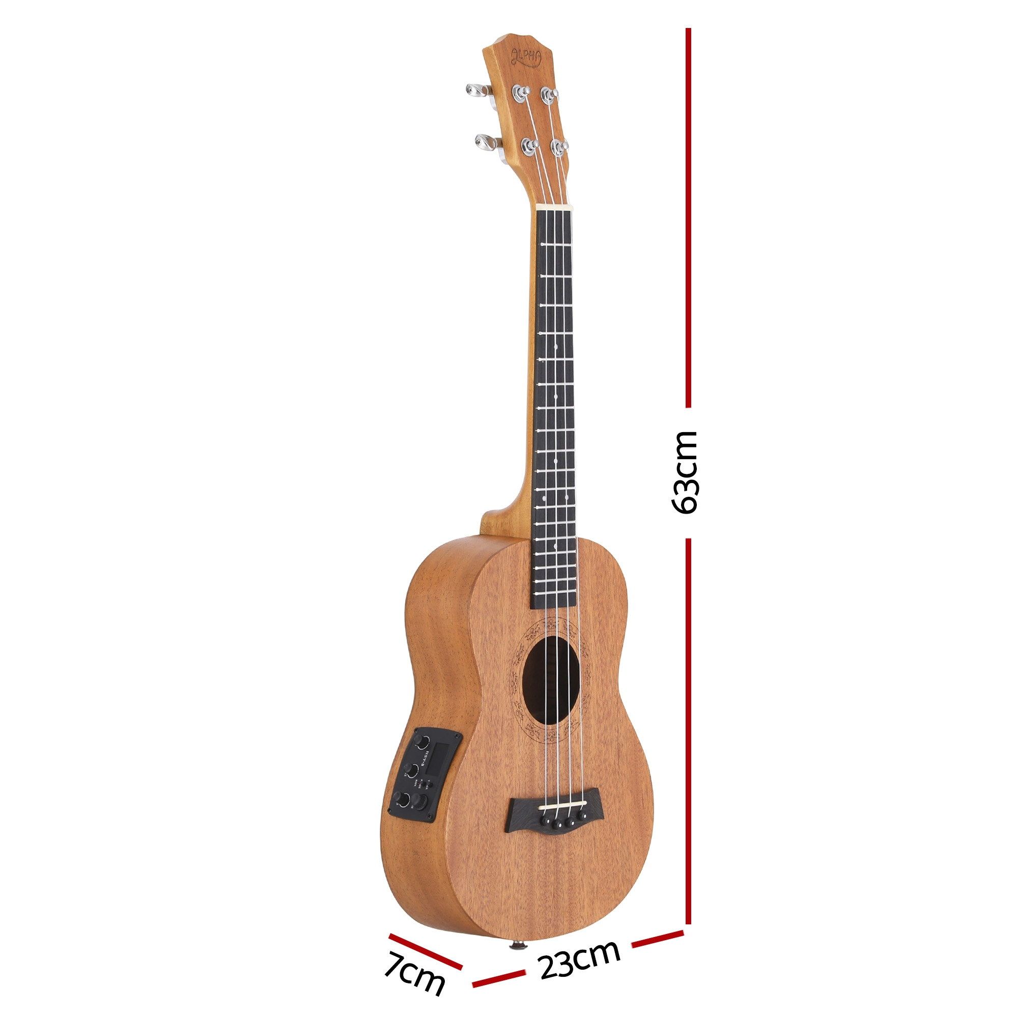 Alpha 26 Inch Solid Mahogany Tenor Ukulele Electric Acoustic EQ System Kit 18