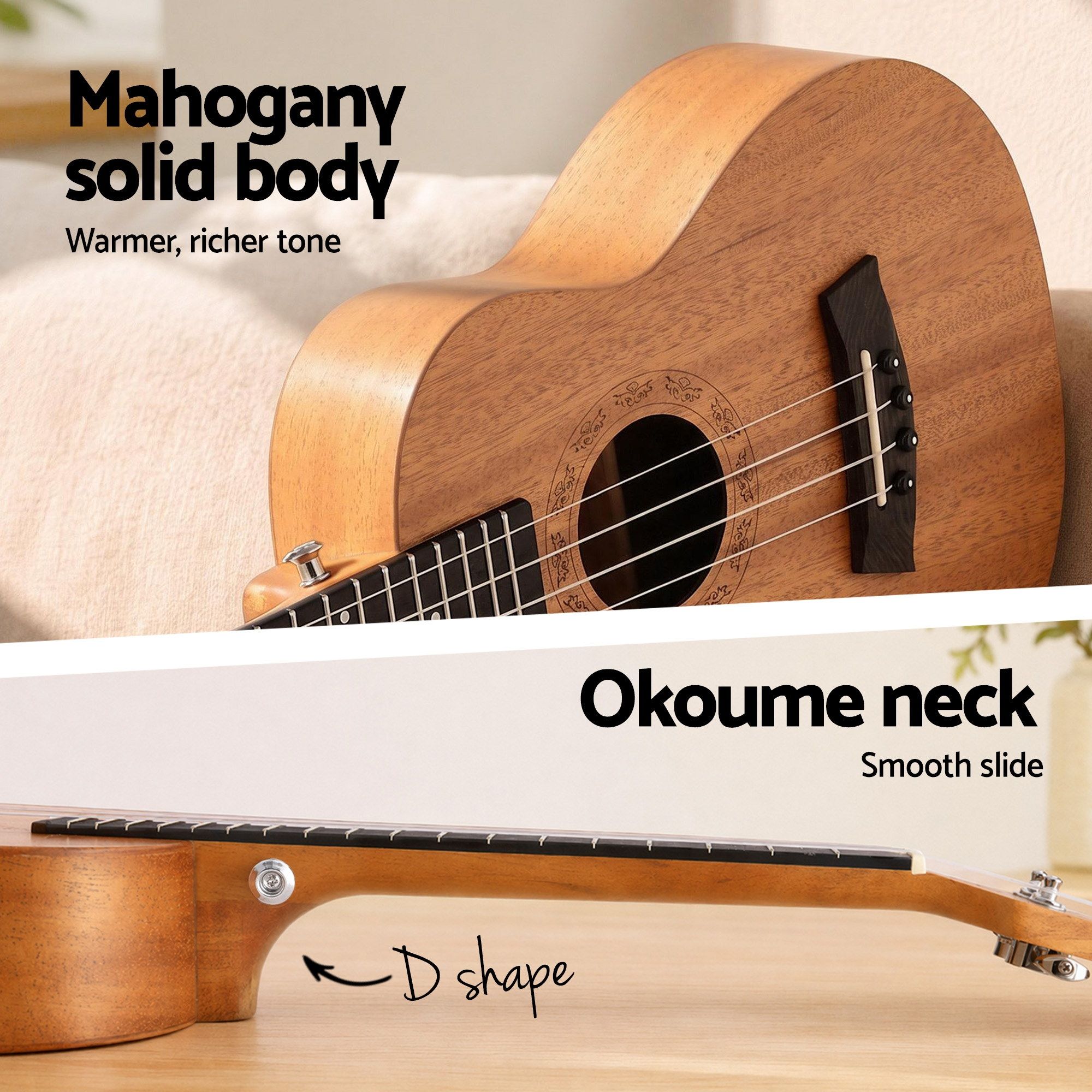 Alpha 26 Inch Solid Mahogany Tenor Ukulele Electric Acoustic EQ System Kit 18