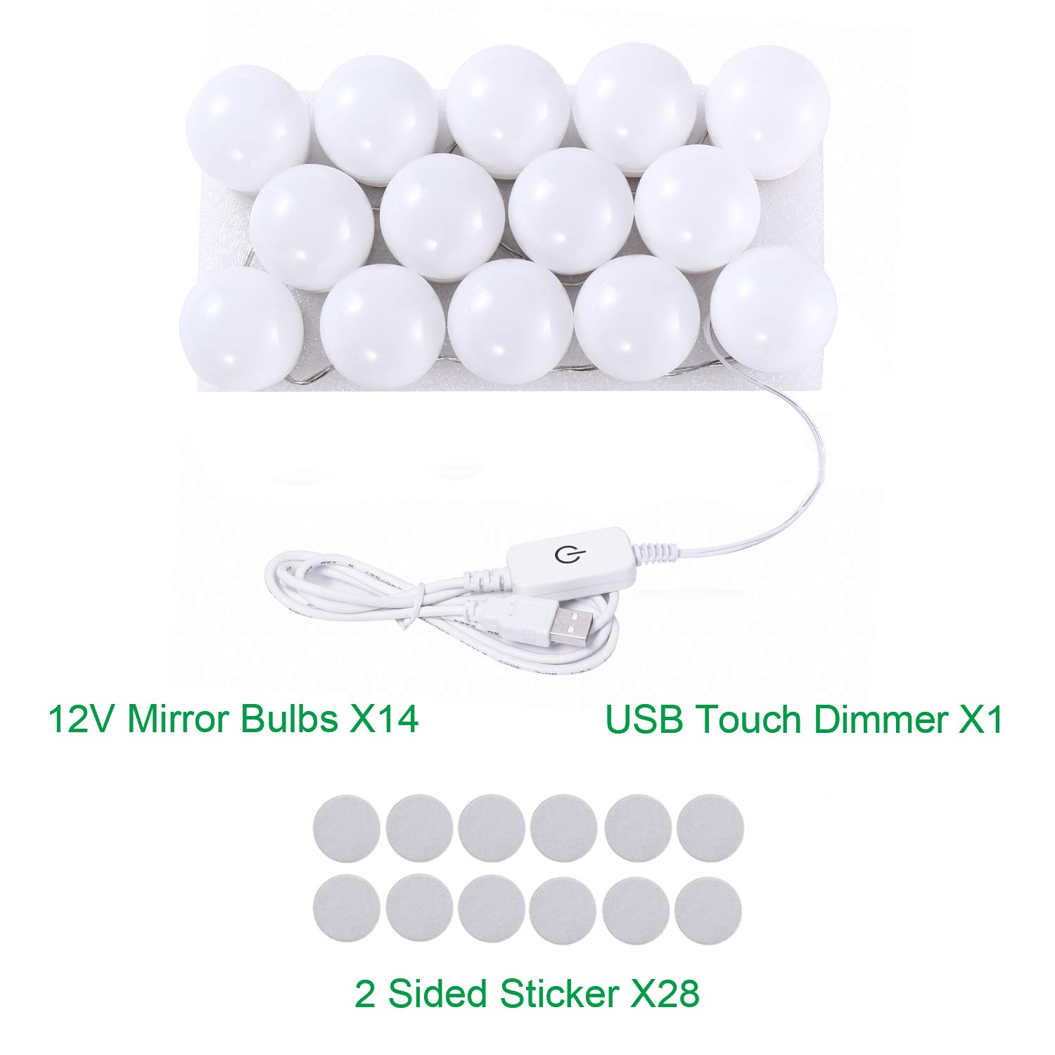 Hollywood LED Vanity Mirror Lights Kit, Dimmable Stick on USB Vanity