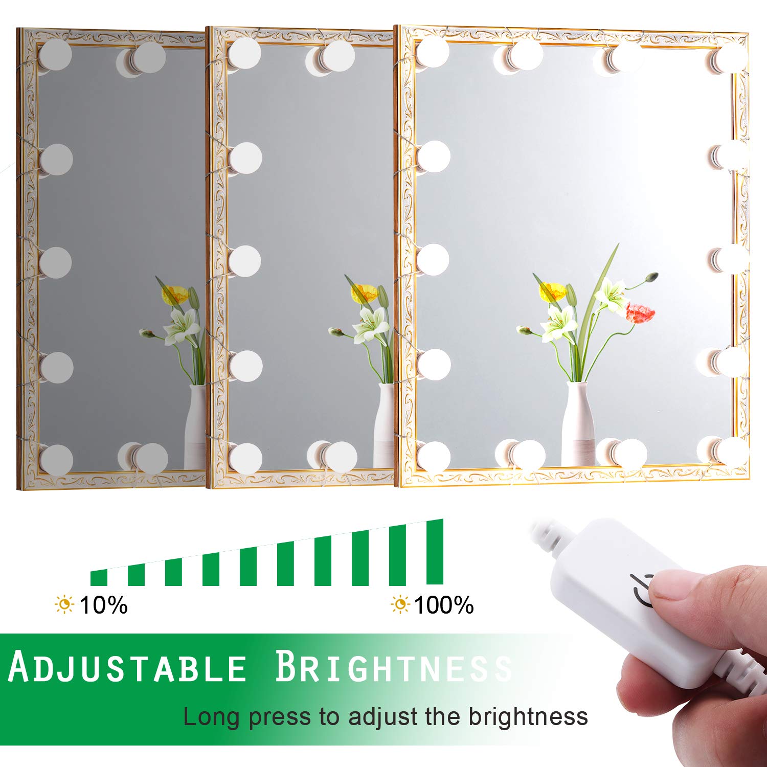 Hollywood LED Vanity Mirror Lights Kit, Dimmable Stick on USB Vanity