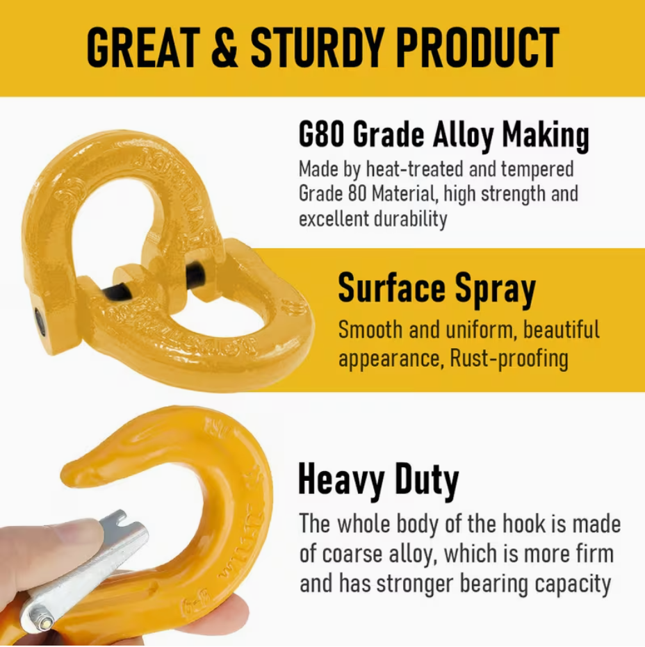 2SET 1.12T Sling Hook Heavy Duty Hammerlock/Slip Hook Kit w/ Swivel Winch &