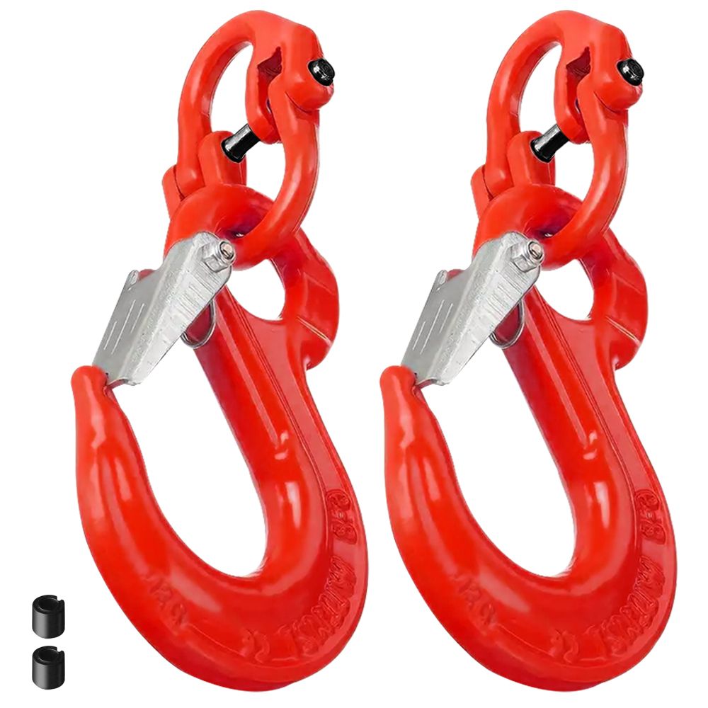 2SETS 2T Sling Hook w/ Hammerlock Heavy Duty Safety Latch Swivel Winch Hook For