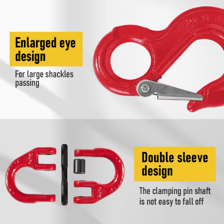2SETS 2T Sling Hook w/ Hammerlock Heavy Duty Safety Latch Swivel Winch Hook For