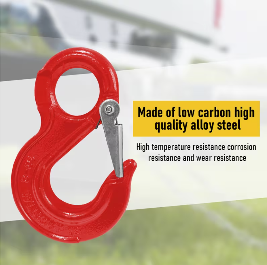 2SETS 2T Sling Hook w/ Hammerlock Heavy Duty Safety Latch Swivel Winch Hook For