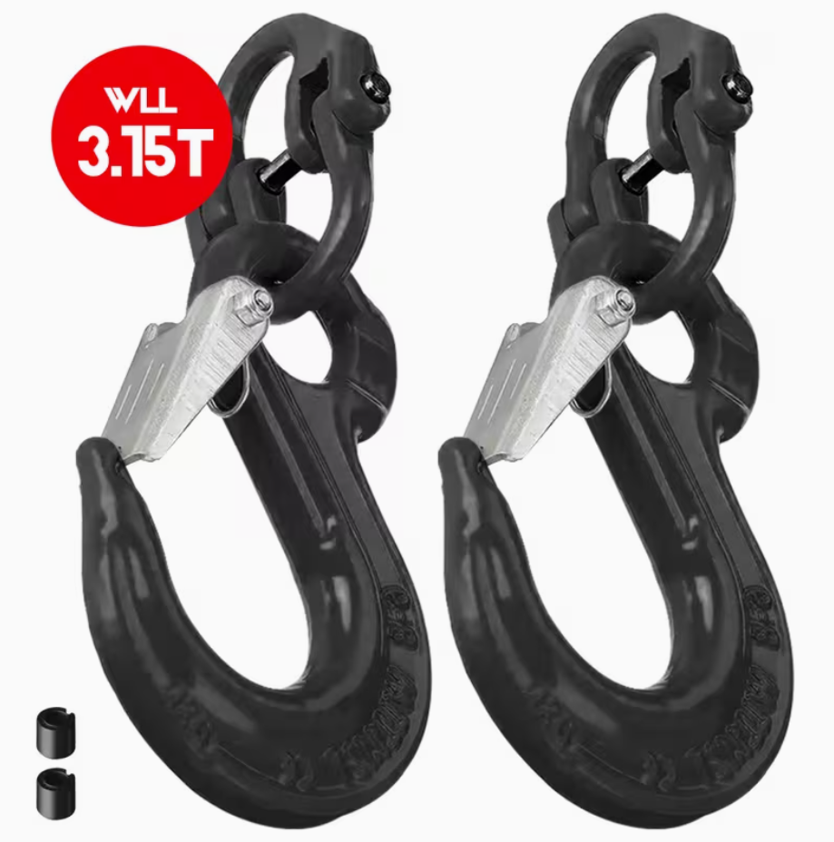 2SET 3.15T Sling Hook Heavy Duty Hammerlock/Slip Hook Kit w/ Swivel Winch &