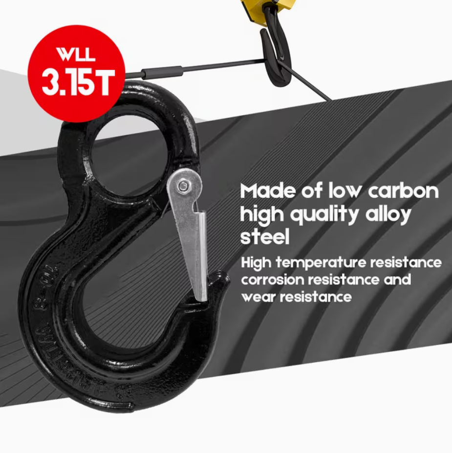 2SET 3.15T Sling Hook Heavy Duty Hammerlock/Slip Hook Kit w/ Swivel Winch &