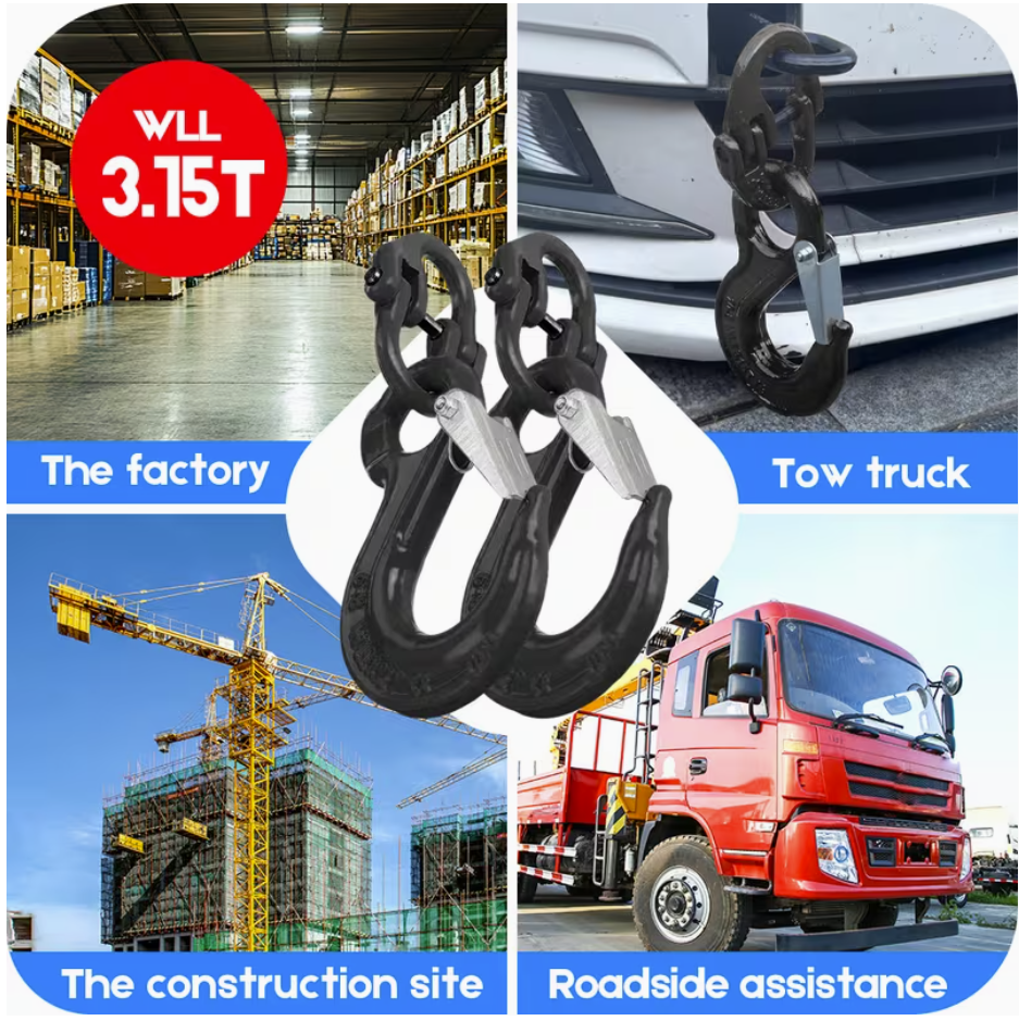 2SET 3.15T Sling Hook Heavy Duty Hammerlock/Slip Hook Kit w/ Swivel Winch &