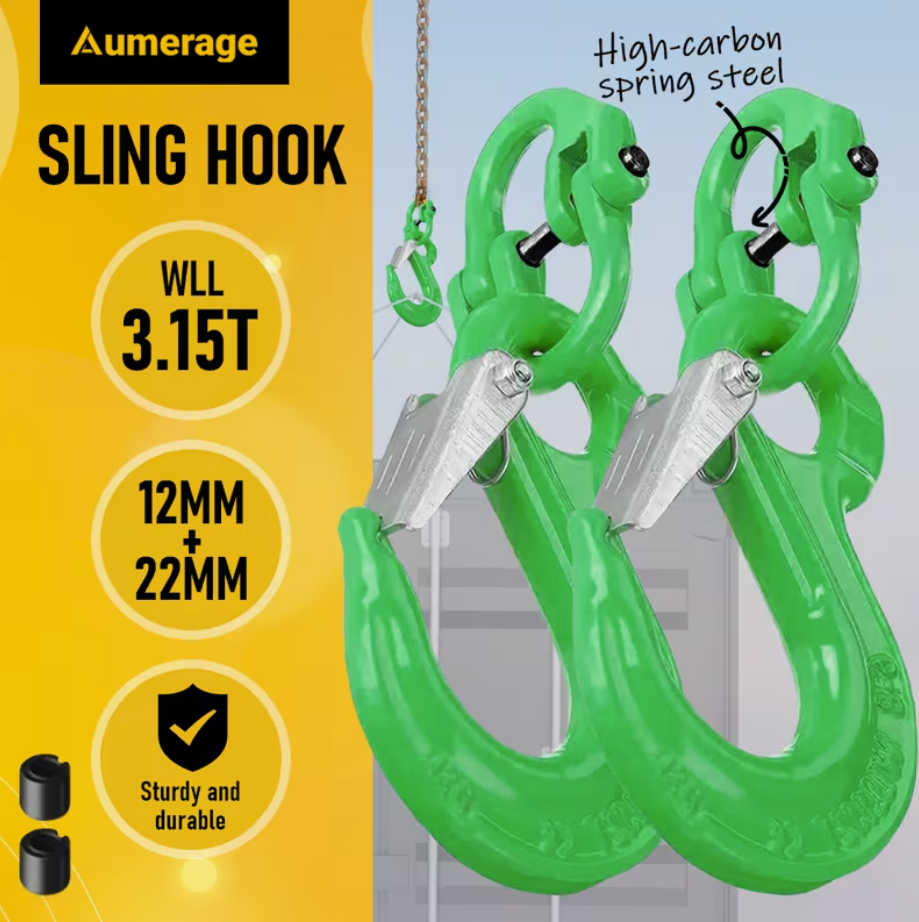2SET 3.15T Sling Hook Heavy Duty Hammerlock/Slip Hook Kit w/ Swivel Winch &